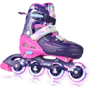 Inline Skates for  Boys Girls Ages 5-8 8-12 3-5 4-8 6-12 with Light Up Wheels, Adjustable 's Roller Skates  for  Beginner Youth Indoor Outdoor