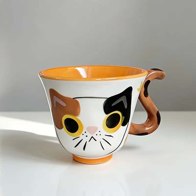Ceramic Mug with Cat Pattern, 300ML Daily Drinking Cup, Ideal Gift for Friends, Perfect for Birthdays and New Year Celebrations