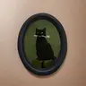 Vintage Cat with Toothbrush Pattern Wall Art, Oval Frame, Framed Vintage Design, Fun and Whimsical Home Decor, Perfect for Halloween, Christmas & Thanksgiving