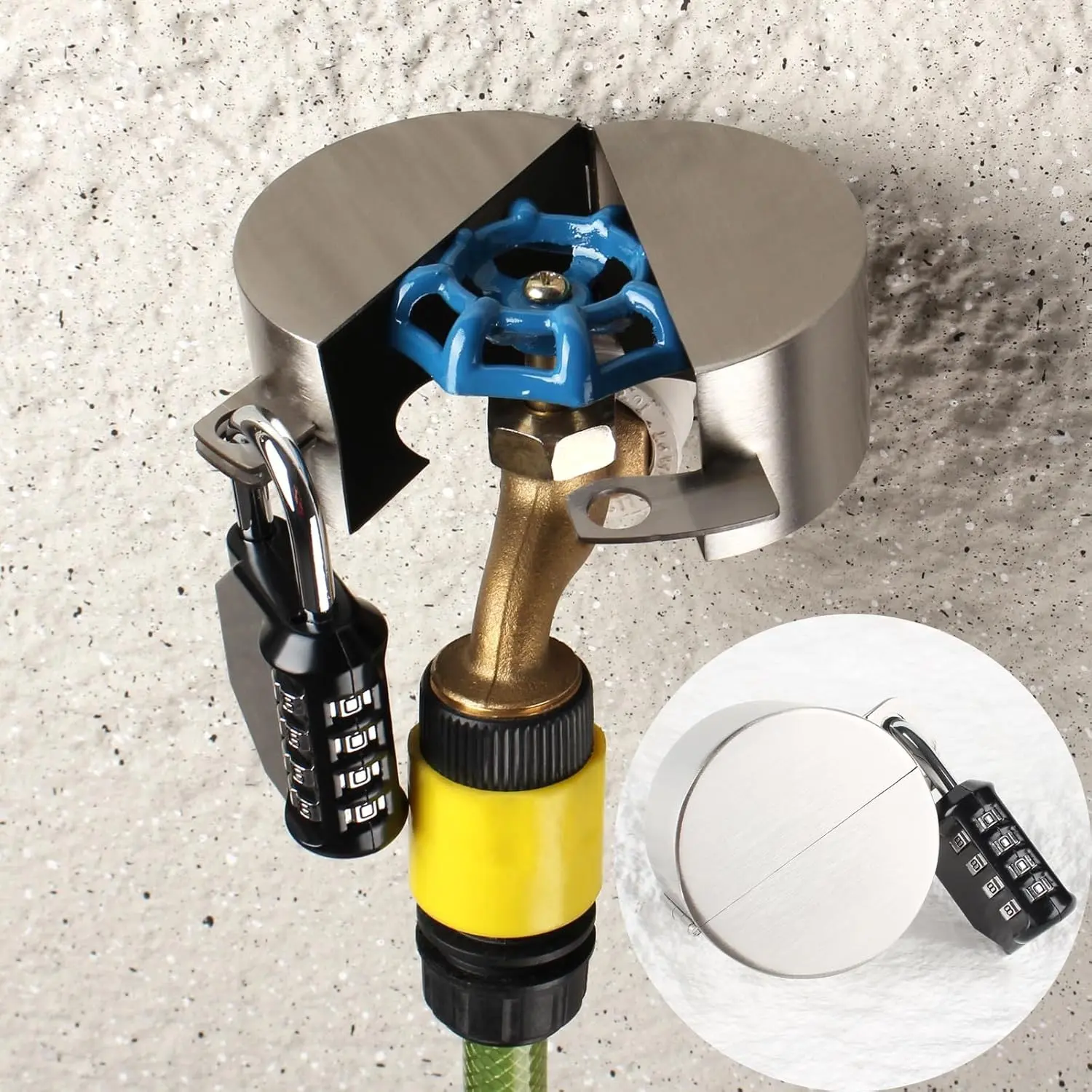 Gate Valve Locking Device (Password Lock) Metal Stainless Steel, no Installation Required, Can Prevent Water Theft and Unauthorized Use - External Hose Lock Faucet