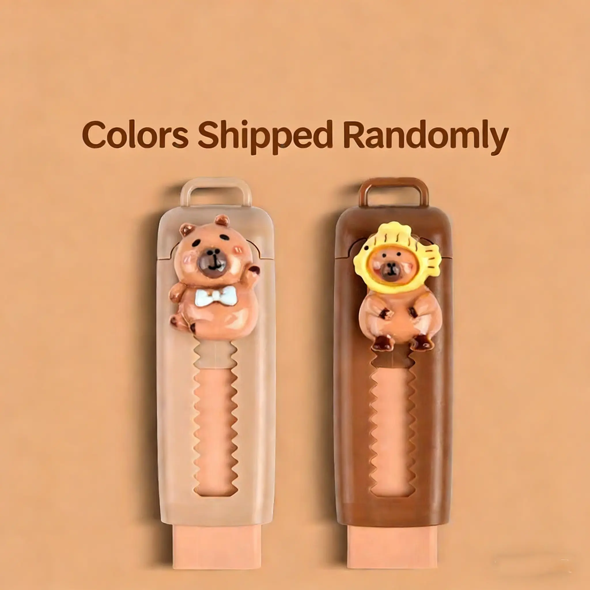 Pull Push Capybara Soft Eraser for School Use, Clean Office Supplies, Random Color Delivery for Students and Professionals