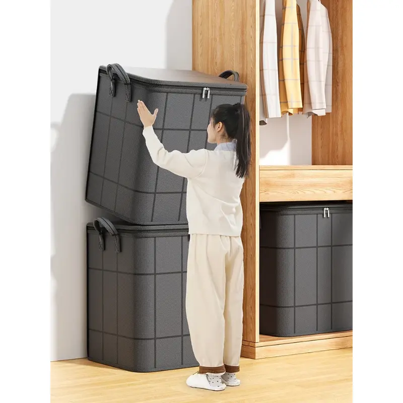 Large Foldable Thick Fabric Organizer Bags - Collapsible Storage Organizer for Clothes, Blanket Storage Bins with Reinforced Handles, Waterproof, Dustproof