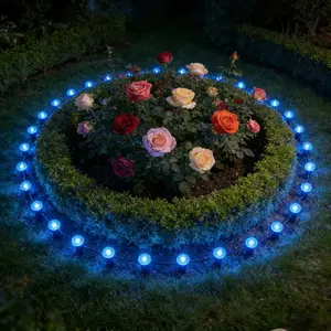 30LED Solar-powered Outdoor Lights, IP54 Marker Light, Light-sensitive Switch, Small Path Guide Light, Multi-color Path String Light Available In Blue, Purple, And Red, Suitable for Trails, Camping, Parties, Weddings, Patios, And Shrubbery