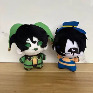 10cm Cute Green Eyes Circus Harlequin and Ticket Inspector Bil‌ Plush Toy Anime Game Freak Character Bag Pendant Plushie Doll