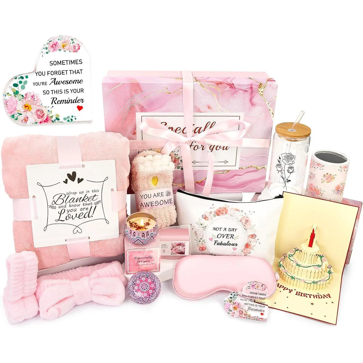 Birthday Gifts for Women, 13 count Valentine  Basket for Women Birthday ,  Basket Care Package Get Well Soon Box for Teen Girls, Sister, Mom,  for Mother's Day