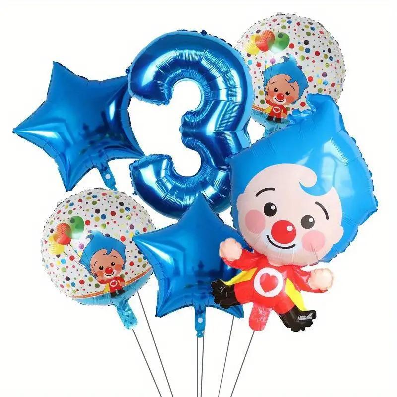 8PCS New Circus-themed Clown Aluminum Film Balloon Set Birthday Party Decoration