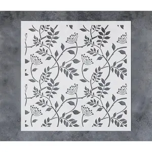 12x12Inch Trailing Leaf Pattern Wall Stencil for Painting Botanical Leaves DIY Home Decor Stencils for Painting on Walls Wood Furniture Crafts, One Piece, Painting Walls