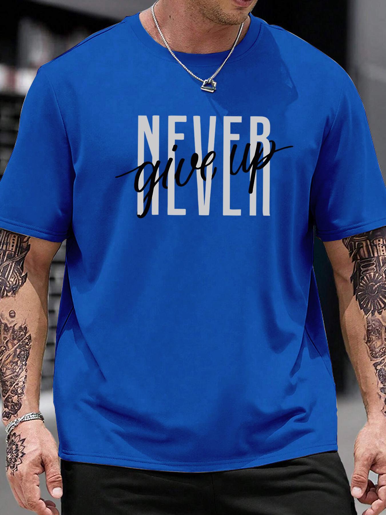 Men's Loose Stretch Letter Print Round Neck Drop Shoulder Tee, Casual Stylish Short Sleeve Crew Neck T-shirt for Summer, Fashion Men's Top for Daily Wear