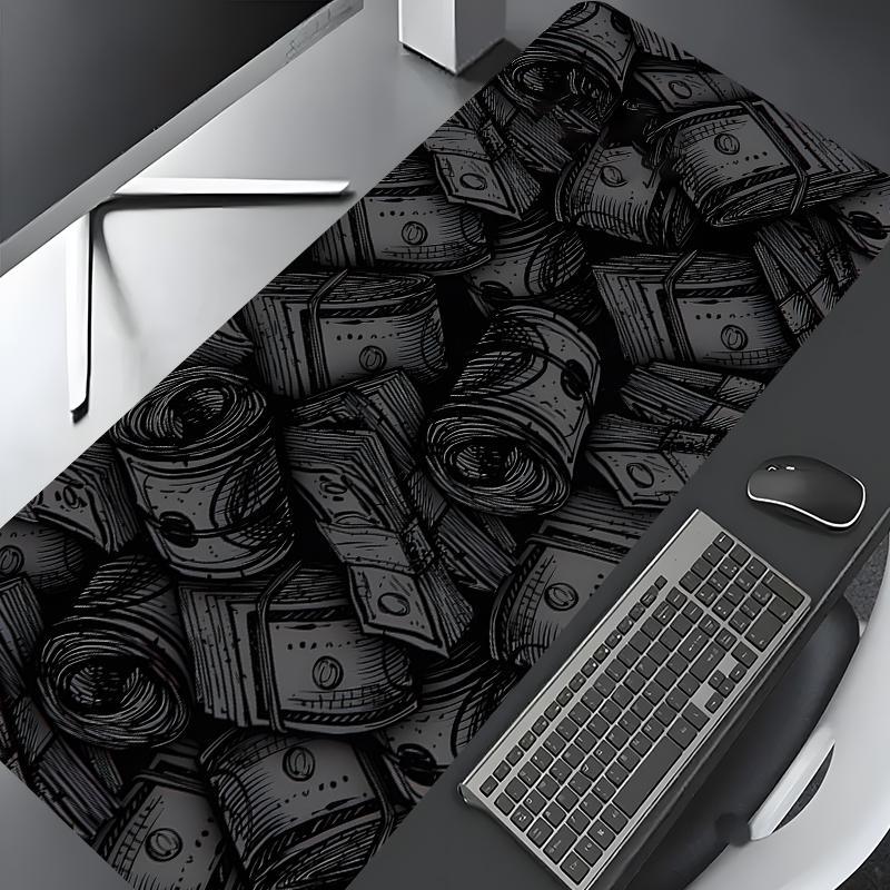 Money Pattern Desk Mat, Large Gaming Mouse Pad, Aesthetic Desktop Protection Pad, Non-Slip Work Mat, Suitable for Laptop & Desktop Computer Games, Desktop Accessory