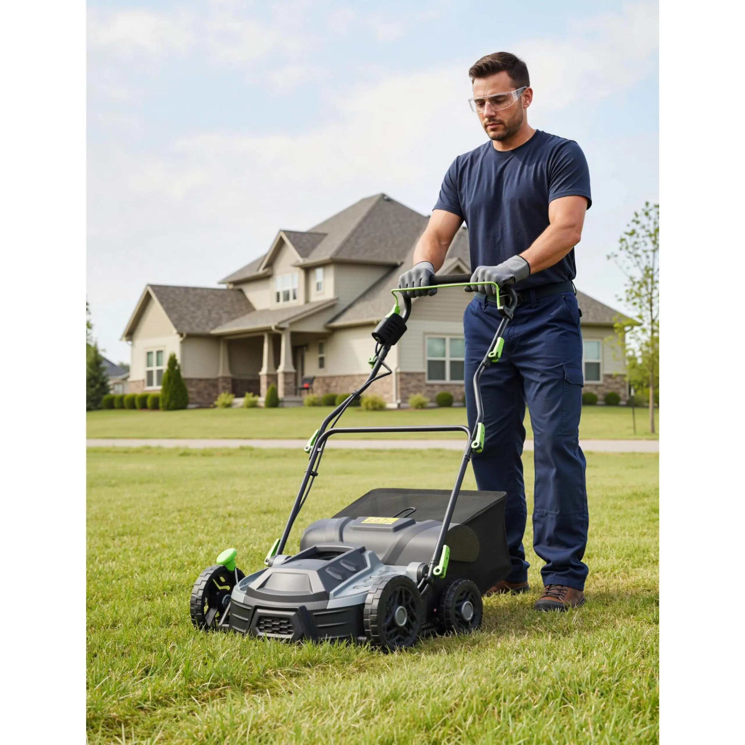 15.5 Amp 2-in-1 Electric Dethatcher & Scarifier – Lawn Aerator with 14-Inch Steel Blades, 5 Depth Settings, 14.5 Gal Collection Bag – Ideal for Yard & Turf Maintenance