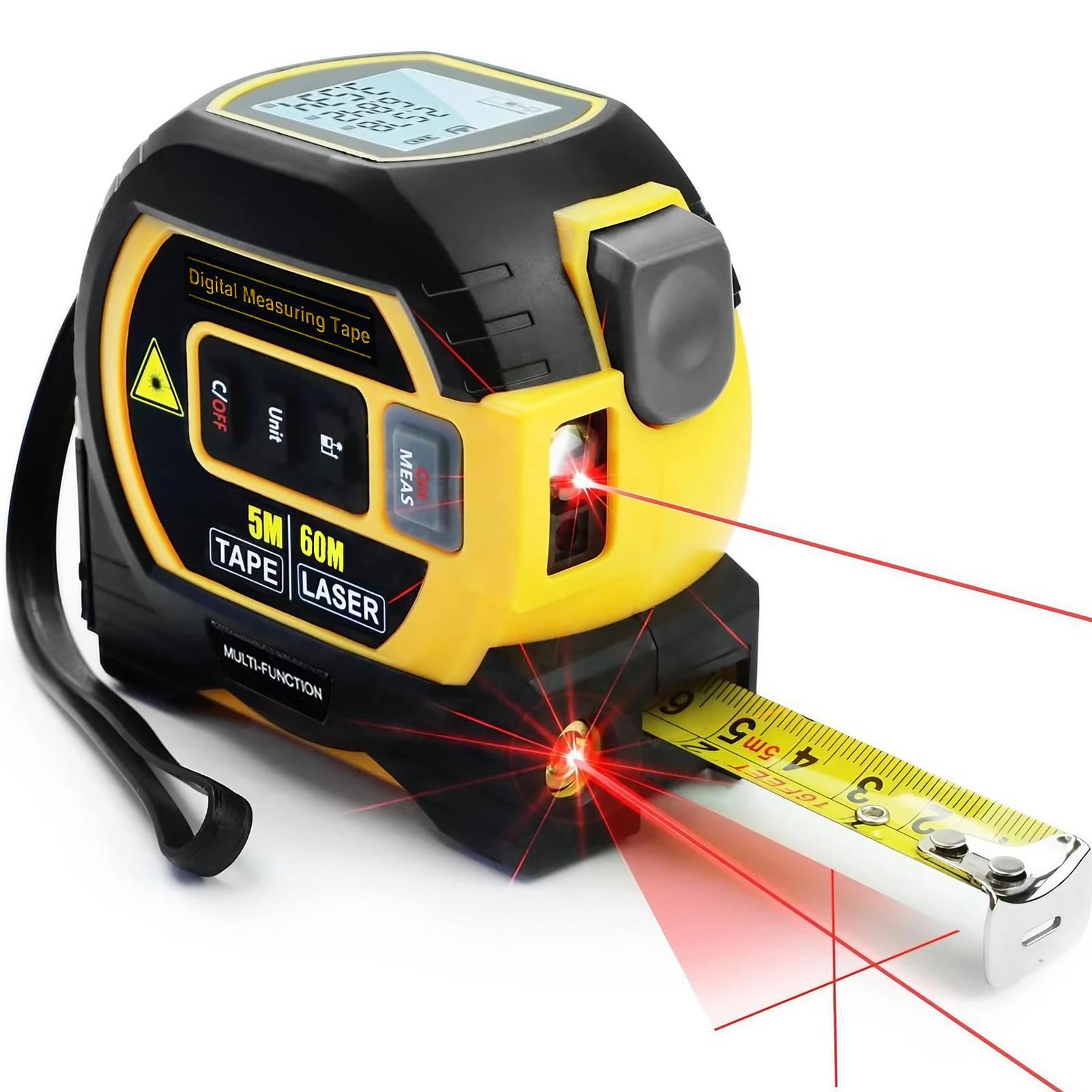3-in-1 Digital Laser Tape Measure, 40m/60m Laser Distance Meter with LCD Display & Self Locking Device, Accurate Measurement Tool for Area/Volume/Distance, Laser Measuring Tool
