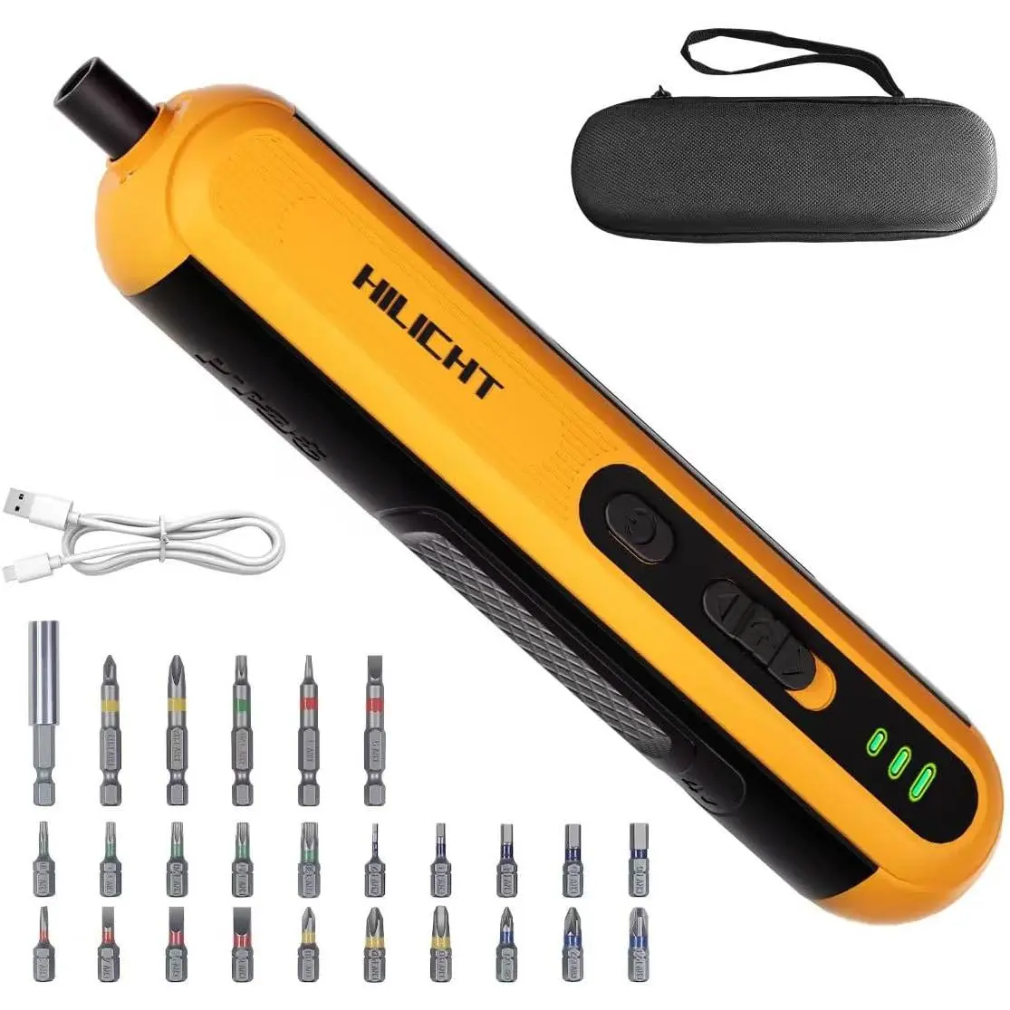 4V Electric Screwdriver Set, 26 S2 Bits, USB-C, LED| Dual, 3, 260 RPM and 1500mAh battery for furniture assembly, electronics and repairs