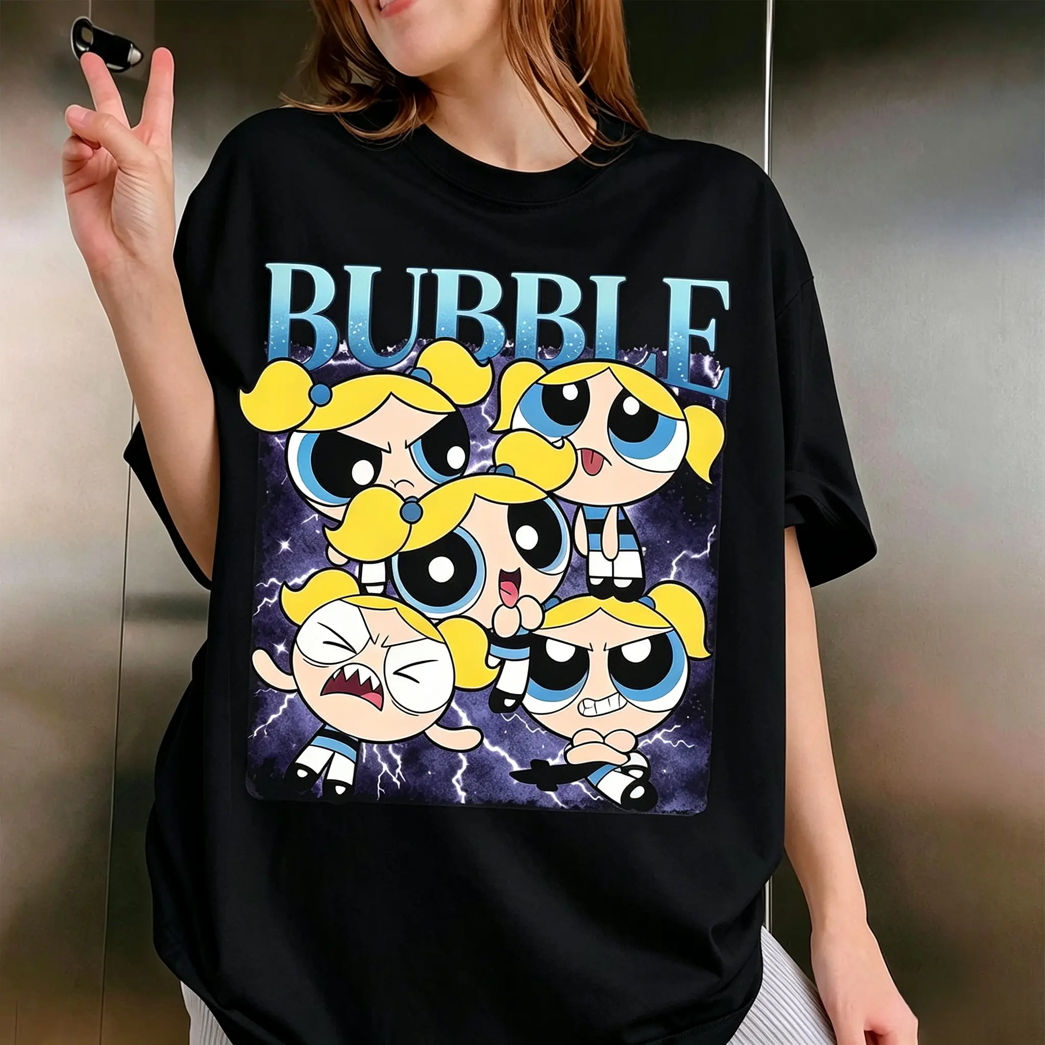 Bubble Shirt, Powerpufff Girlsss Shirt, Cartoon Tee, Y2K Graphic Tee, 90s Cartoon Tee, Vintage, Trendy, Casual, Unisex, Women Gift