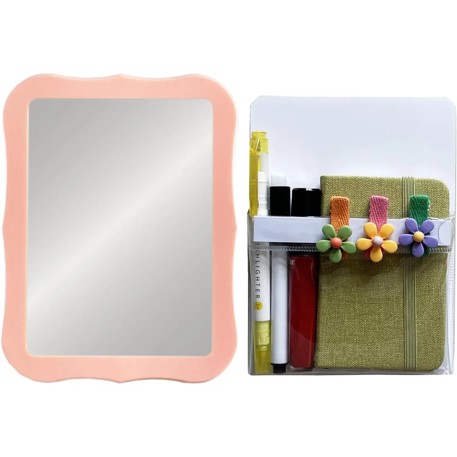 Locker Mirror with Pen Holder, Practical Locker Accessory Kit,