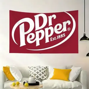 Retro Dr Pepper Logo Flag Tapestry Wall Art, Vintage Soda Brand Banner Background, College Dorm Man Cave Decor, Bedroom Living Room Party Wall Hanging