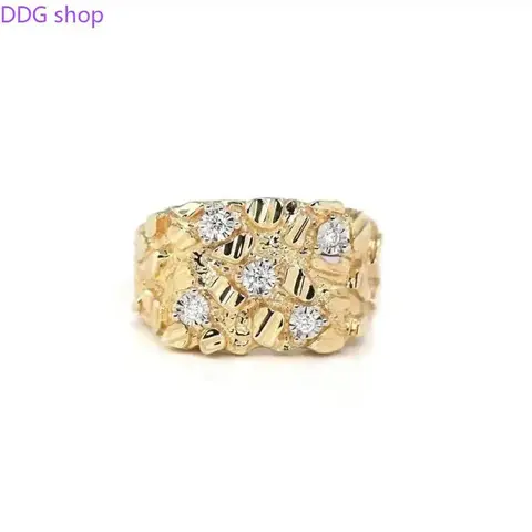 14K Gold Plated Nugget Ring for Men - Durable Unisex Sports & Outdoor Accessory, Luxurious Statement Piece for Everyday Wear, Cool Mens Gifts, Gold Rings