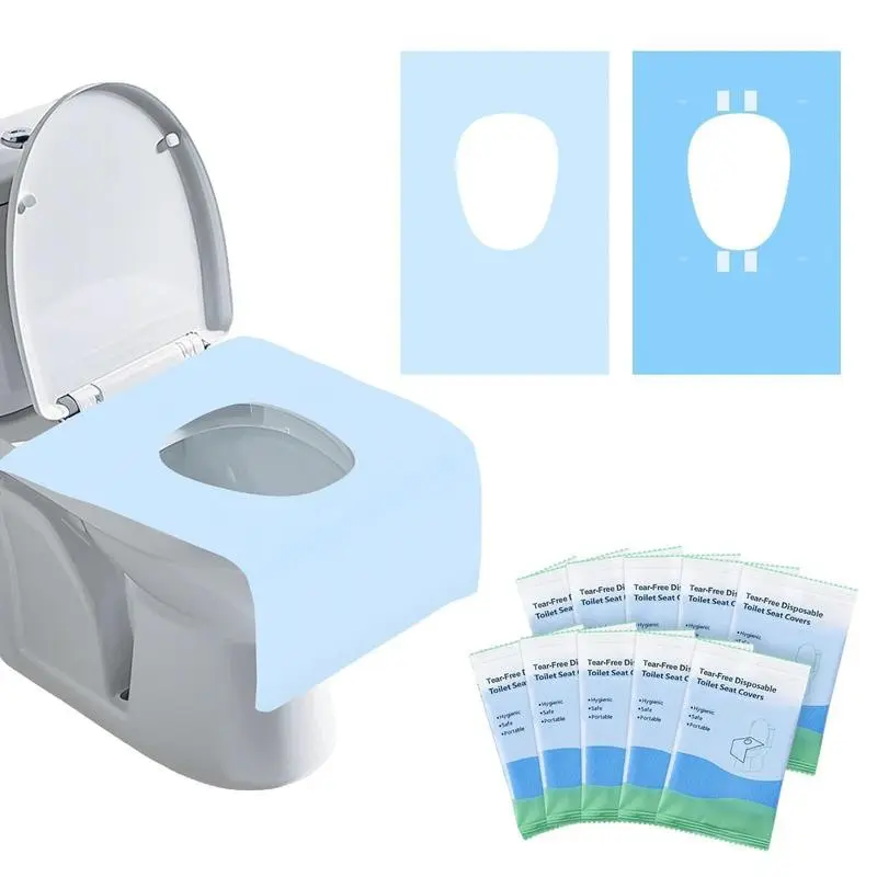 10 Pack Tear-Free Adult Child Disposable Toilet Mats, Travel Toilet Seat Covers, 16x24 Inch Waterproof Non-Slip, Suitable for Travel, Public Restrooms, Outdoor Use