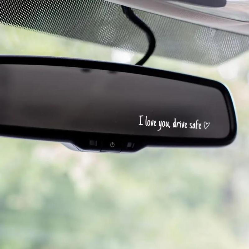 4pcs (black+white) I Love You Drive Safe Car Mirror Sticker, Car Rearview Mirror Decorative Sticker,Car Accessories for Women,Vinyl Decal