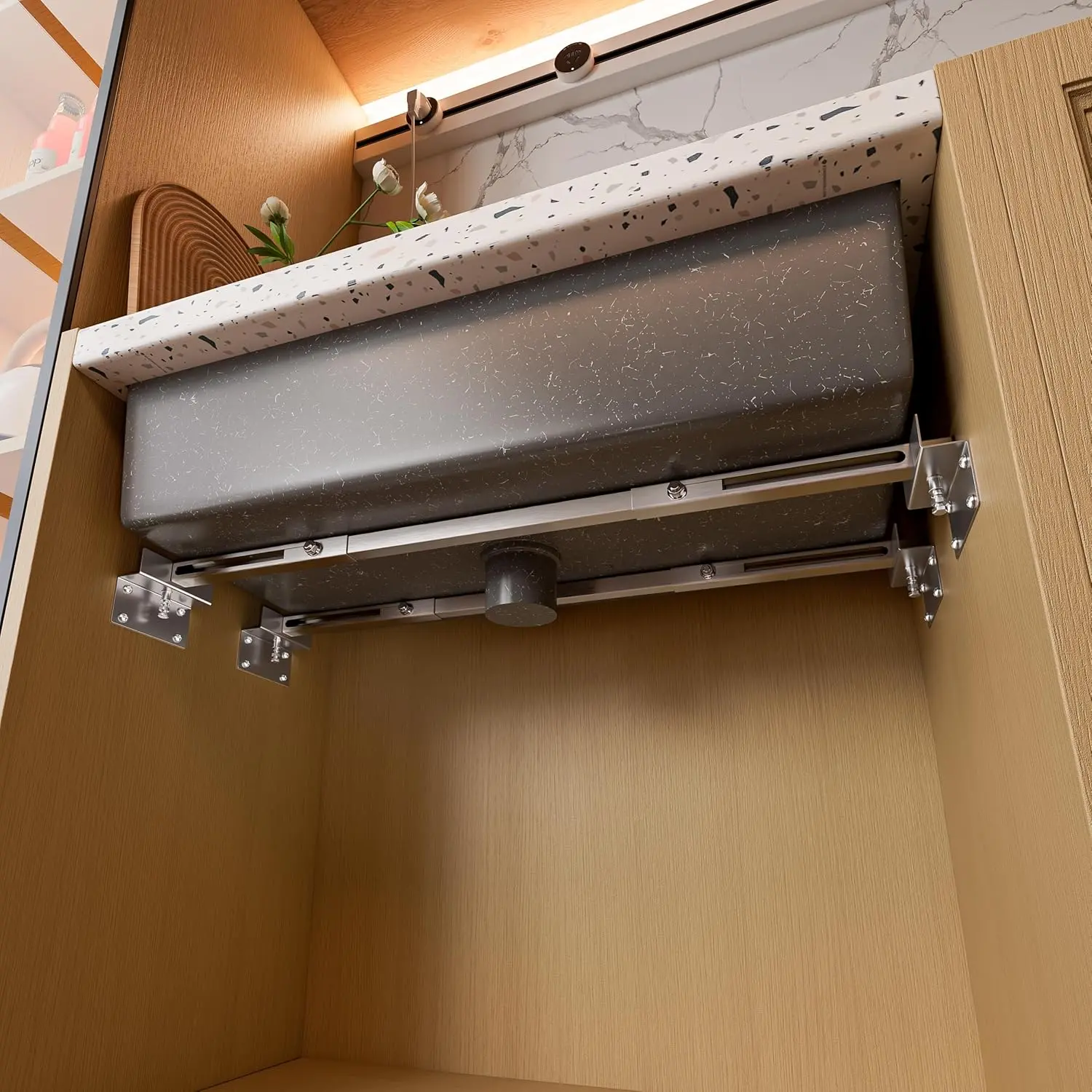 Adjustable Stainless Steel Undermount Sink Support Brackets Installation Kit, Heavy Duty for 28-39.4 inches (71-100cm) Undermount Kitchen Sink