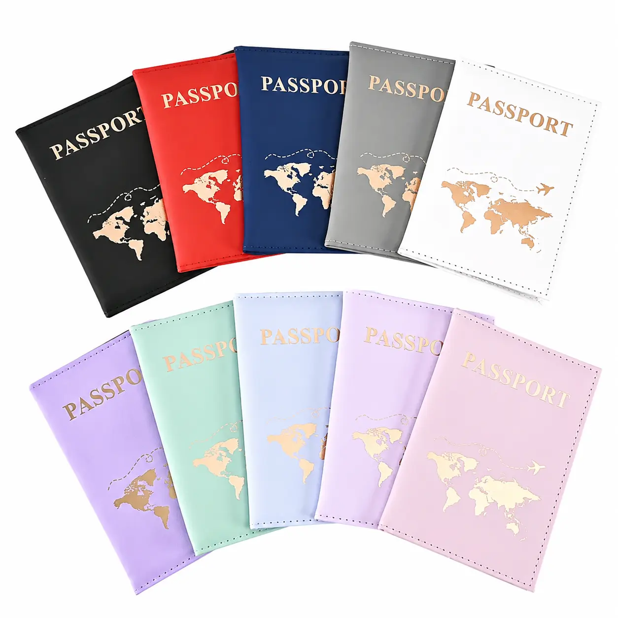 Unisex Pastel Rose Gold RFID-Blocking Travel Wallet - World Map Passport Holder Sleeve, Slim High-Capacity Organized Sports & Outdoor Volleyball Accessory for Travel, Outdoor Trips