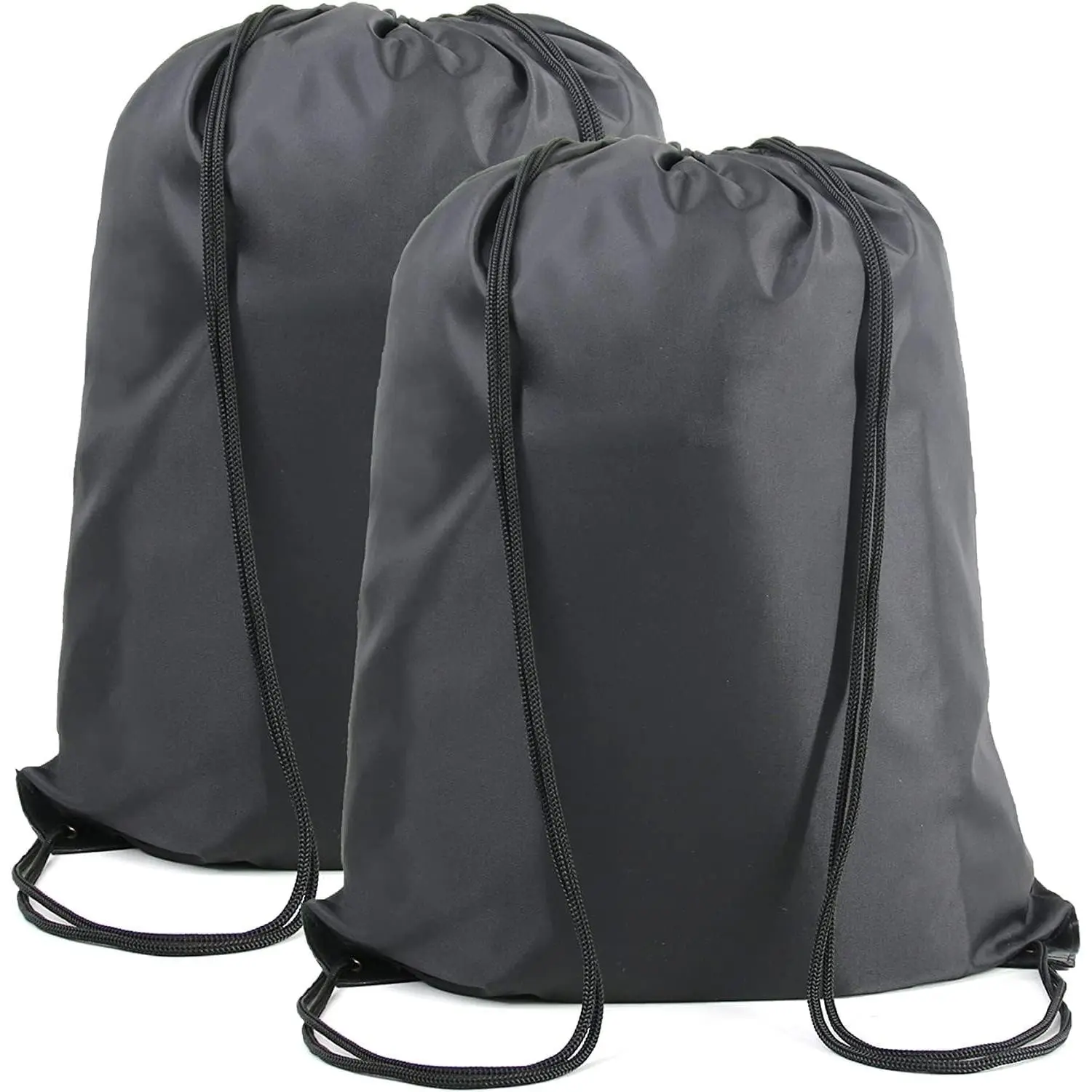 Black Drawstring Backpack Bags Bulk 2 Pack X-Large 22.4" L x 17.5" W Sports Cinch Sack Gym String Bags Machine Washable Heavy Duty String Backpack for Men Women