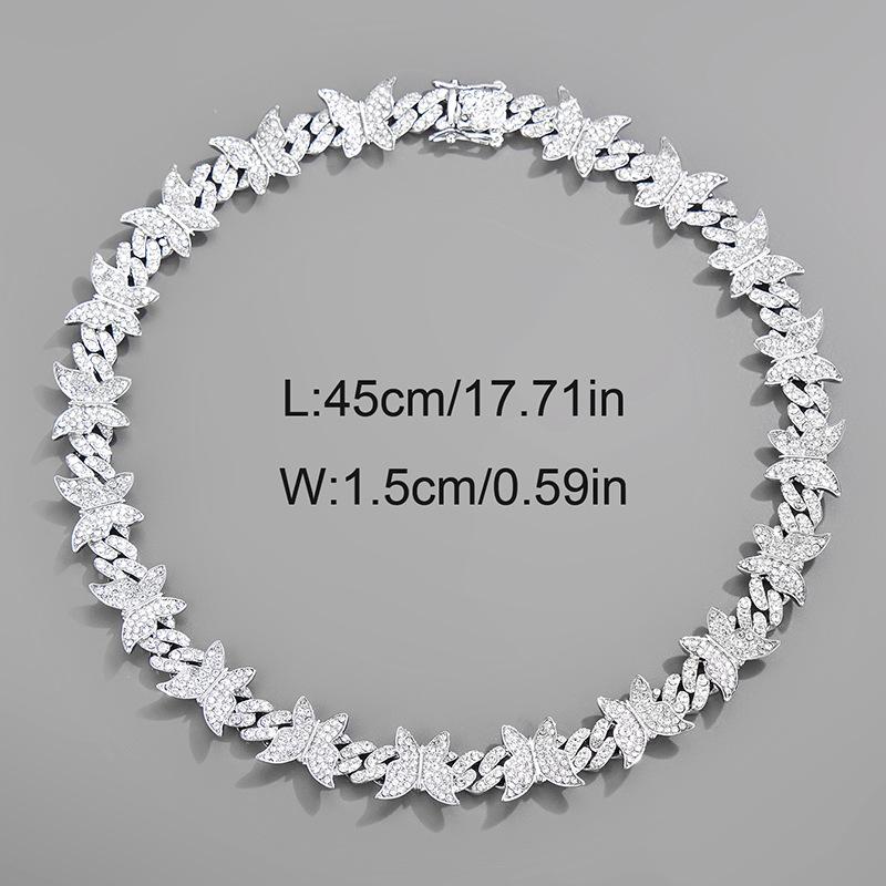 Butterfly Diamond Cuban Chain Fashionable Luxury Necklace Sweater