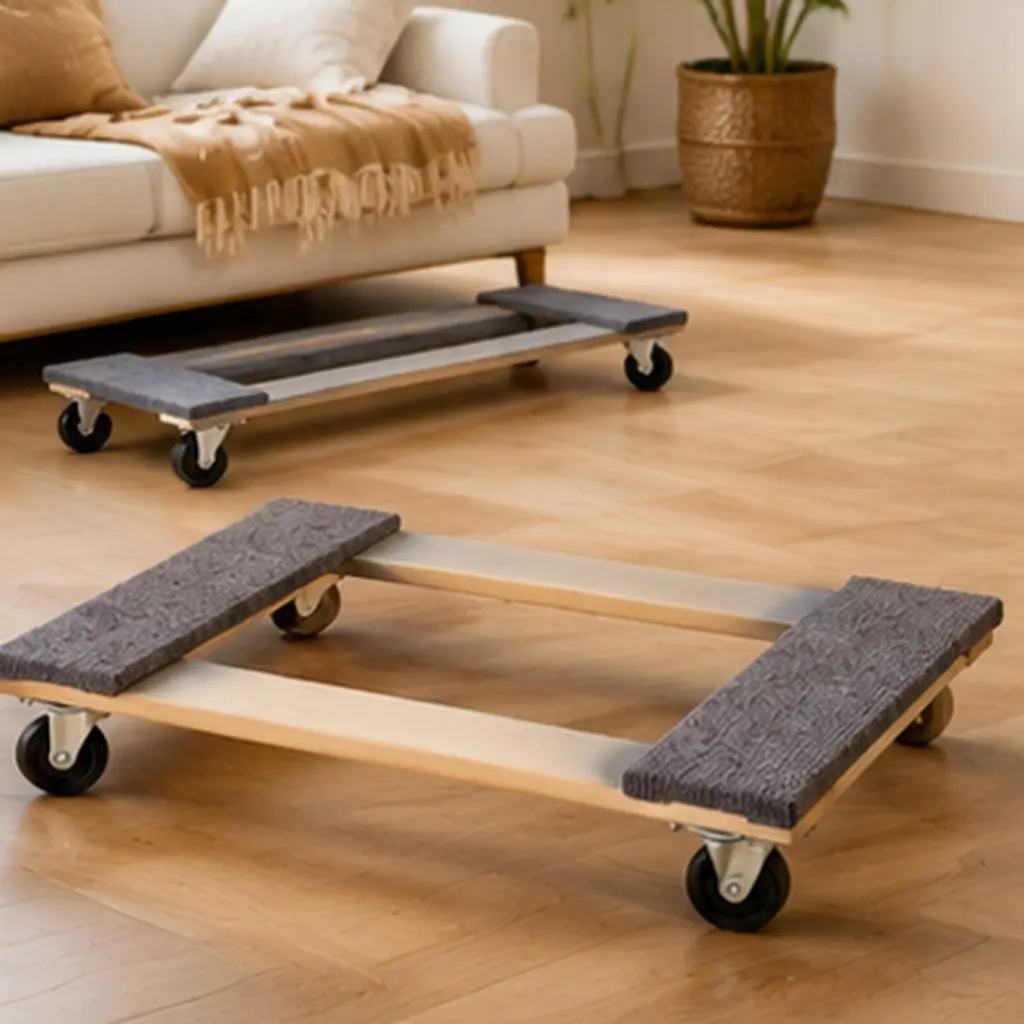ARCH Heavy Duty Furniture Mover Dolly Set (2 Identical Dollies), 2000 LBS Load Capacity, Non-Slip Carpet Surface, 4 PP Swivel Casters Each, Solid Wood Platform for Home/Warehouse Use on Hardwood Floors, Natural Color, Pp Casters, Furniture Movers, 18.00 W