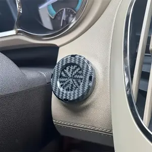 Car Carbon Fiber One-Button Start Decorative Ring, Unique Knob Style Ignition Switch Cover, Hidden Protection Cap for Most Cars