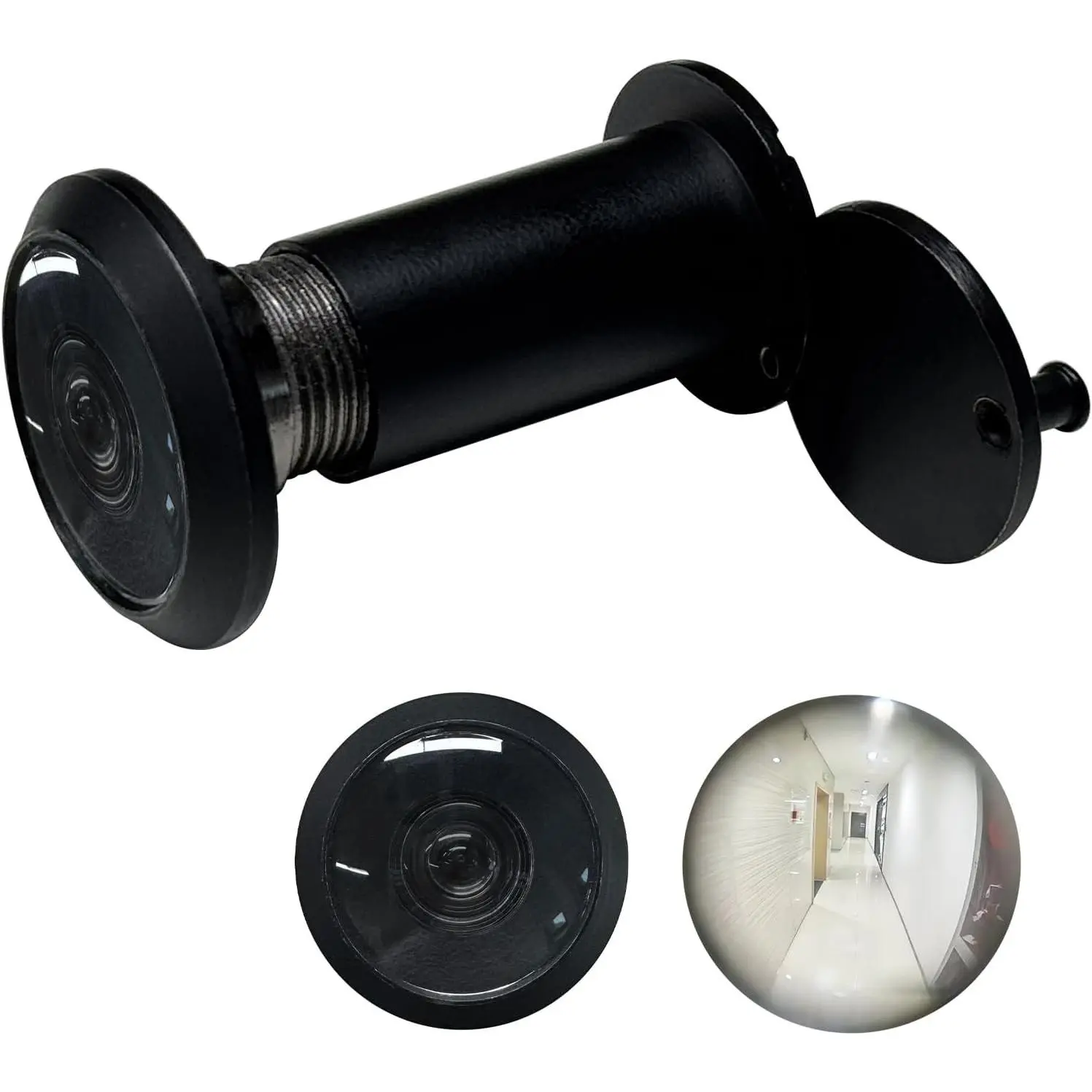 Matte Black Door Viewer Peephole with 220° Wide Angle, Privacy Cover, 0.63" Diameter, 1 Pack (fits 1.3"-2.4" thick doors), Fits Thick Doors