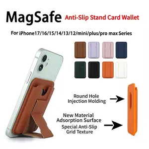 1pcs iPhone 17 Pro Magsafe Strong Magnet Card Holder, Injection Molded Non-Slip Grid, Magnetic Anti-Slip Stand, Card Case