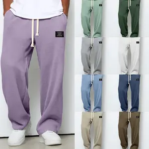 Men's European & American Style Spring/Autumn Trendy Casual Sweatpants - Loose-Fit, Smooth-Drape, Straight-Wide Leg Track Pants with Adjustable Drawstring Waist