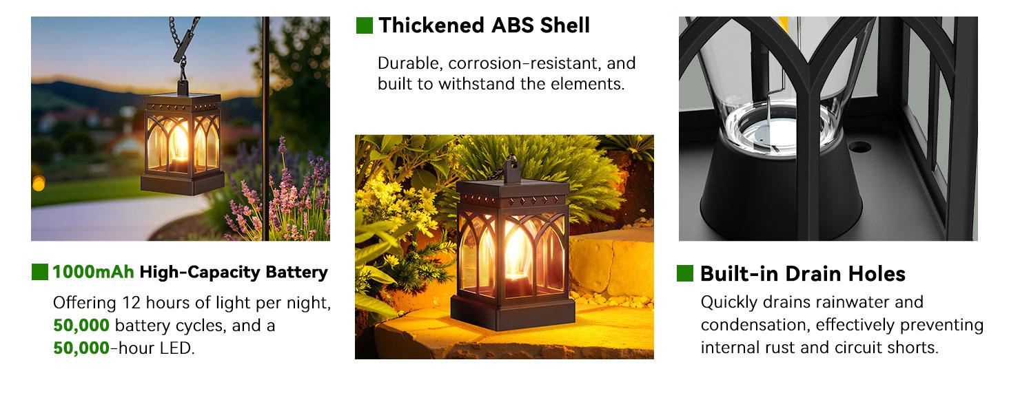 4 Pack Solar Lanterns Outdoor Waterproof, Brighter Hanging Solar Lantern Lights for Outside, Auto ON/Off Lanterns Decorative Outdoor for Garden Table Yard Path Tree Patio Lawn Decor, Gifts