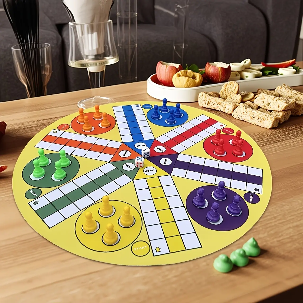 35cm Six-Person Ludo Flight Rubber Board Game Set, Foldable, Mouse Pad, Party, Logic Skills, Educational, Ideal Gift
