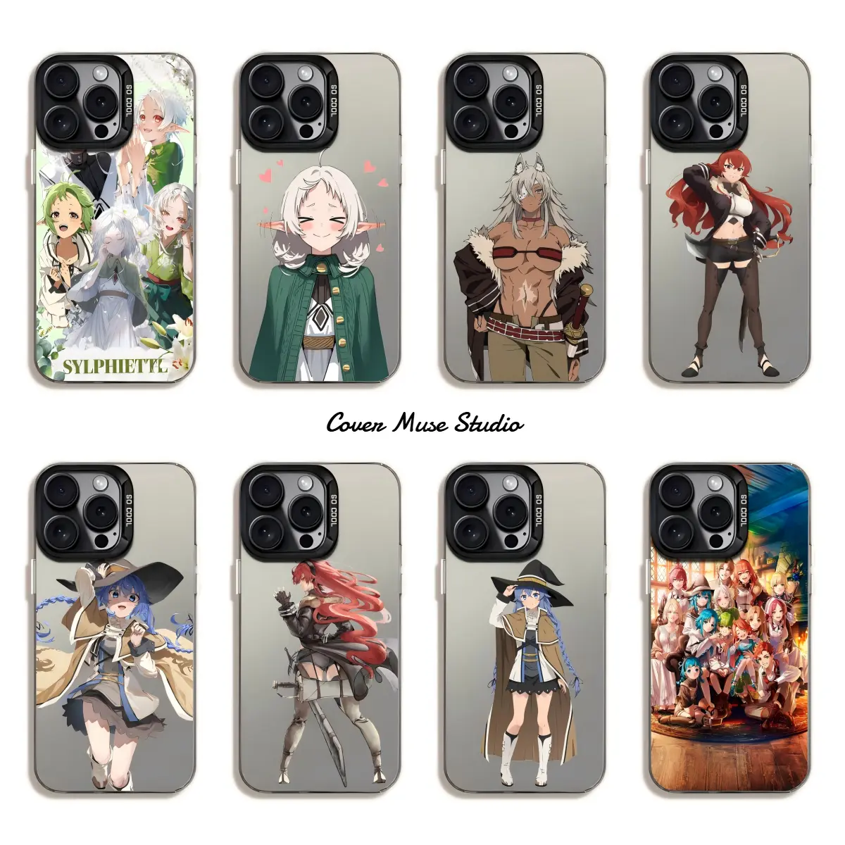 Mushoku Tensei Sylphiette Roxy Eris IMD Colorful Silver Casing for iPhone 17/16/15/14/13/12/11 ProMax Plus, Durable Shockproof Phone Accessories with Fantasy Elf Mage Anime Art, Comfort Grip Protection Cover