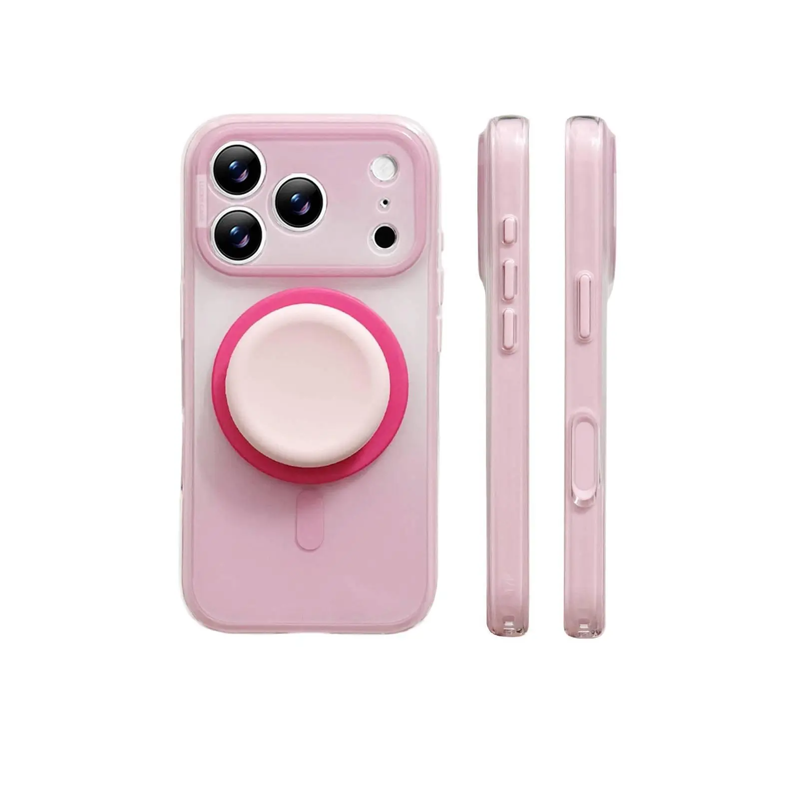 Magnetic Clip Cover for iPhone Series (13 Pro/14 Pro/15 Pro/16/17 Pro Max) - Light-Colored Gradual Colors Soft TPU, Semi-Transparent, Shockproof, Cute Accessories, Women's Personalized Fashion Phone Case Accessories