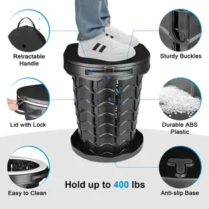 Portable Camping Toilet for Adults, Extra Large Mobile Commode, Foldable Travel Portable Toilet with Lid, Comes with Handheld Storage Bag, Suitable for Outdoor Activities Including Camping, Hiking, Self-Driving, RV and Truck Trips