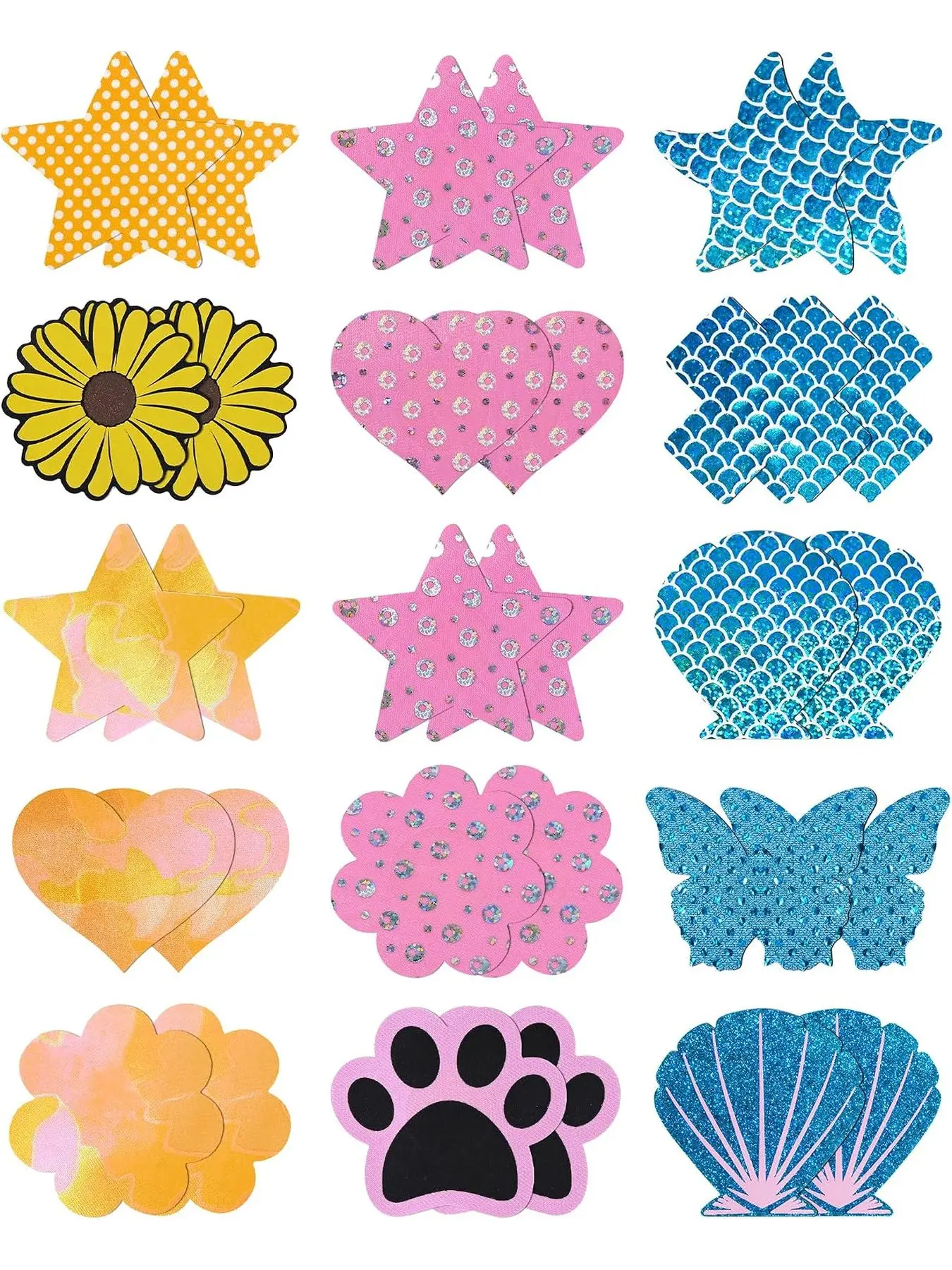 Ladies' disposable sticky breast pads, suitable for carnival parties 15 pairs pack