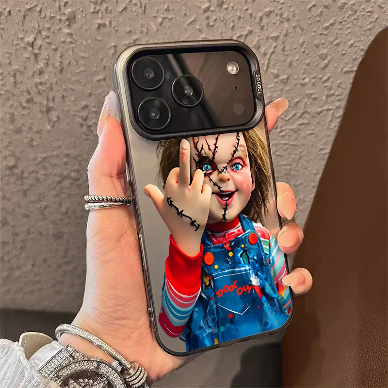 Eerie Stitched Doll Flipping The Bird TPU Laser Craft Case - Multi-Model Protector Casing for iPhone Series (17,16,15,14,13,12,11,XS MAX,X,XR) - Anti-Drop, Shockproof, Fits iOS Smartphone Accessory