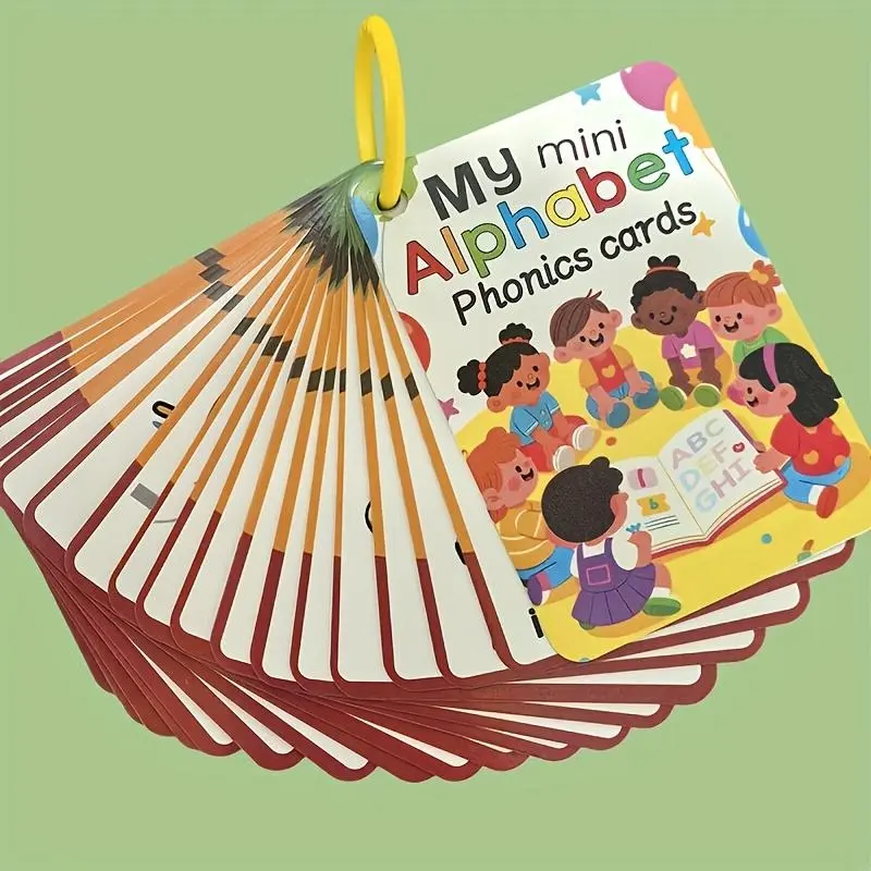 English Learning Cards, Alphabet Flash Cards for Letter Pronunciation: letter pronunciation and phonetic flashcards, suitable for children, educational gifts for early literacy development, with illustrations and durable materials