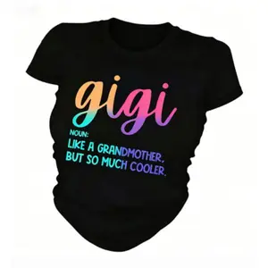 [] 95% Polyester 5% Elastane Casual Crew Neck T-Shirt With Gigi Alphabet Print, All Season Comfort Fit, Knit Fabric Tee T-Shirt For Men And Women