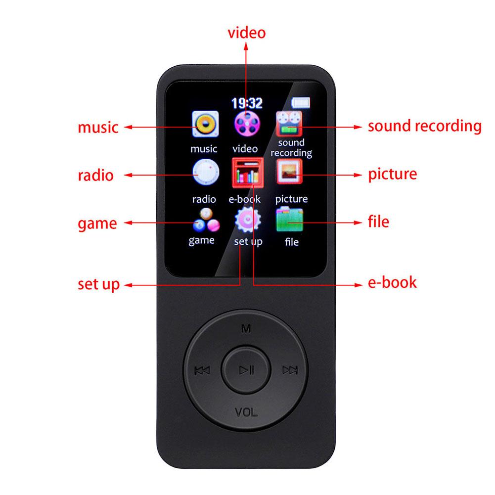 MP3 Player Built-in Speaker HiFi Lossless Music Player Bluetooth 5.4 Speaker Student Walkman Support FM Radio E-Book Recording