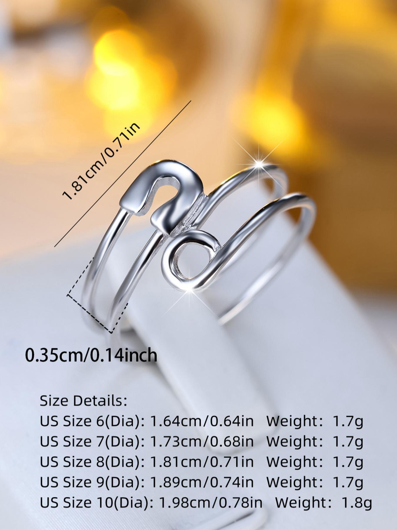 925 Sterling Silver Vintage Pin Design Ring, Adjustable Open Ring, Fashion Jewelry Accessories for Women & Girls, Trendy All-match & Exquisite Jewelry for Birthday Gift, Adjustable Rings, Statement Rings