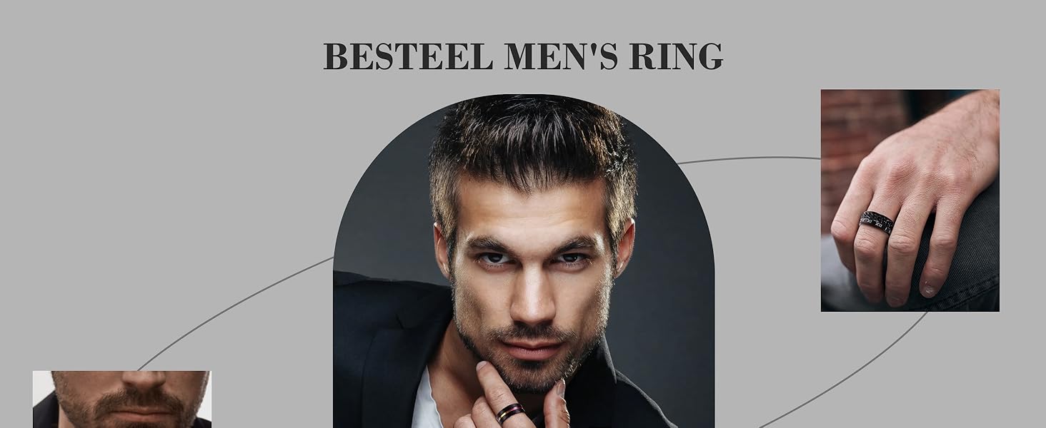 Besteel 16Pcs Stainless Steel Fidget Rings for Men Women&Boys Girls Stress Anxiety Relief Rings Black Cool Chain Band Spinner Rings Set for Wedding Promise Mens Rings Pack