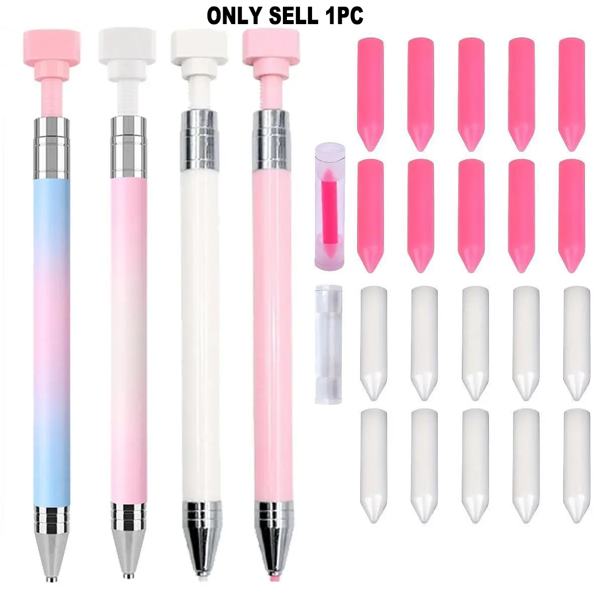 Diamond Art Painting Pen Set, 1 Count Adhesive Pen & 10pcs Replaceable Wax Tips, DIY Diamond Arts, Diy Craft Supplies, Colorful Craft Painting Tool for Home, School & Office, Diamond Art Tools