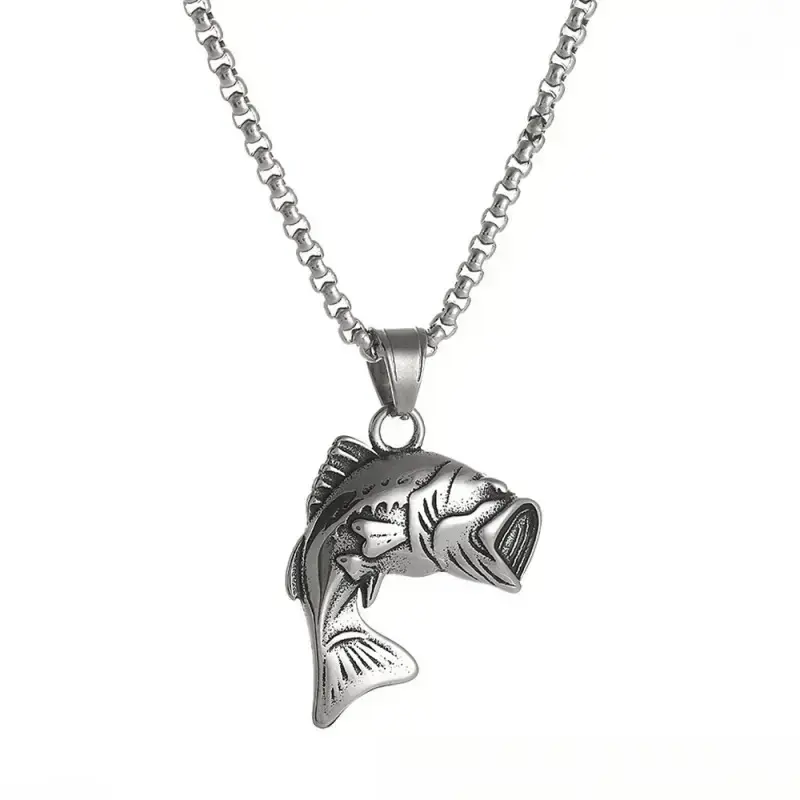 2026 New Stainless Steel Largemouth Bass Necklace, Detailed Jumping Fish Pendant Symbolic Charm, Dainty Durable Unisex Chain Necklace for Daily Wear & Gifting