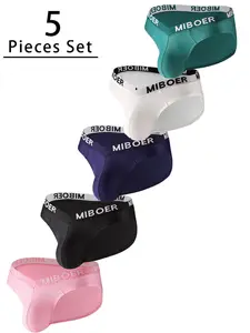 5pcs Men's Low Waist U-Shaped Pouch Triangle Underwear, Breathable Comfort Anti-Redness Design, Daily Home Sports Wear, Suitable for Adult Males, Sportswear