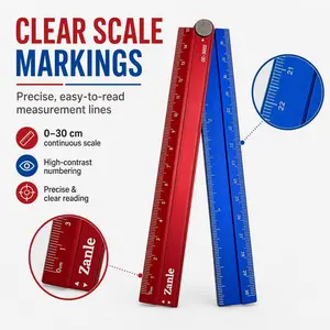 Aluminum Folding Ruler, 30cm Blue Portable Measurement Tool, Ideal for Learning, Office, DIY, Multi-Functional Measuring Instrument
