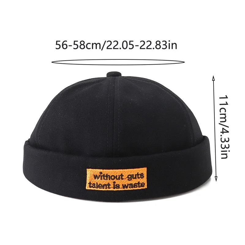 Classic Letter Embroidery Docker Brimless Cap Hat Retro Street Style Spring Summer Outdoor Unisex Adjustable Skullcap Gorras Y2K