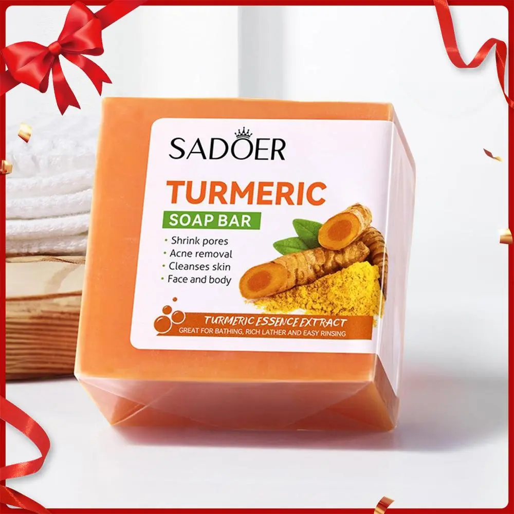 Handmade Turmeric Soap Bar for Face and Body, Natural Body Care Cleansing, Cleanser, Exfoliate, Exfoliating & Nourishing Soap for Daily Use #GLOBAL PICKS