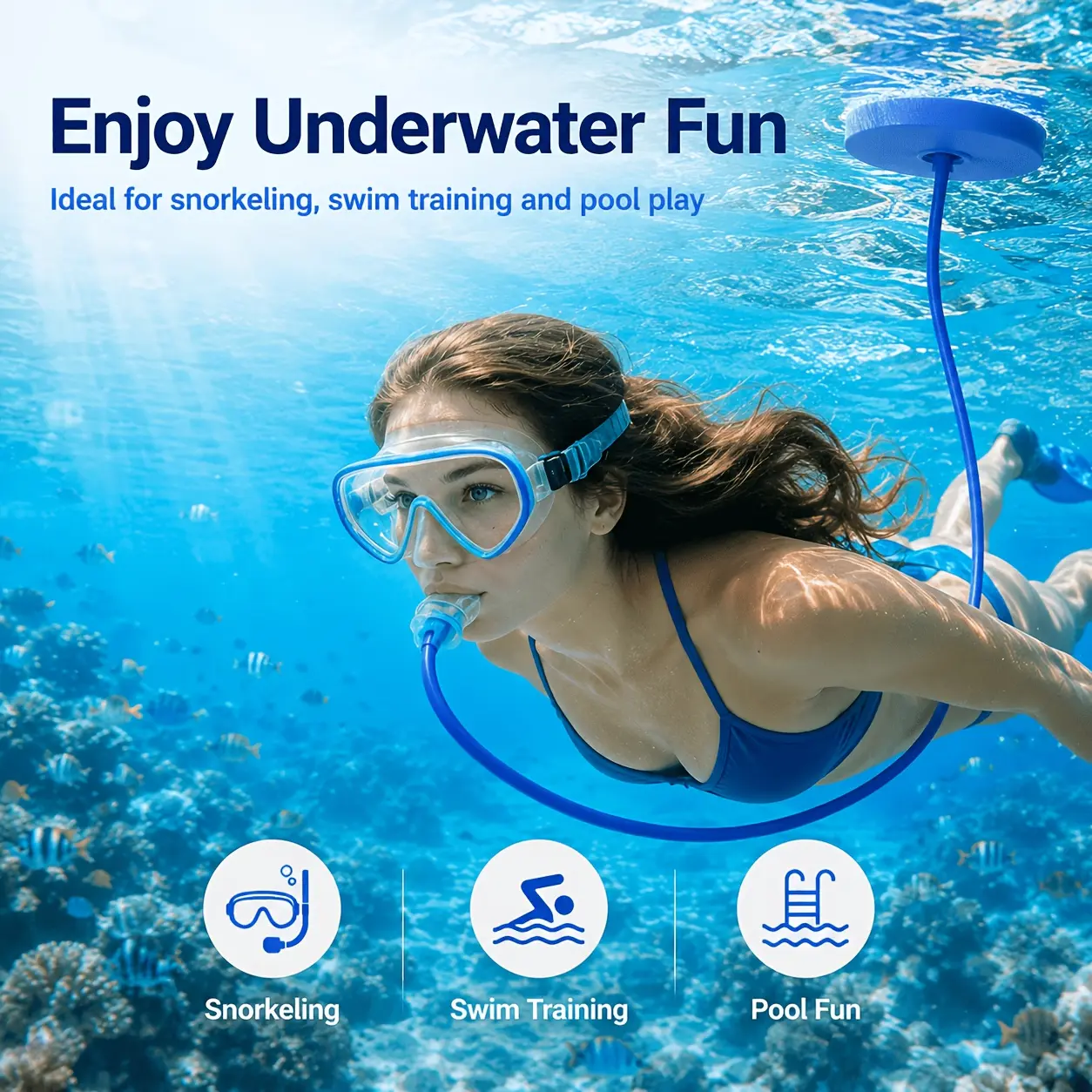 Diving Breathing Tube, Splash Proof Single and Double Head Respirator, Silicone Underwater Breathing Valve/submerged Breathing Oxygen Supply Device, Leak Proof Design, Submersible Training Equipment, Deepwater Oxygen Supply Equipment Set